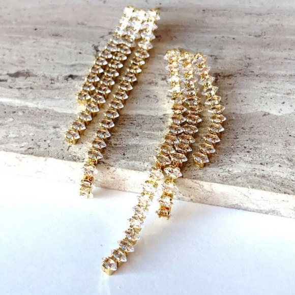 Anthropologie amber sceats falling crystal earrings; nwot - Picture 2 of 6